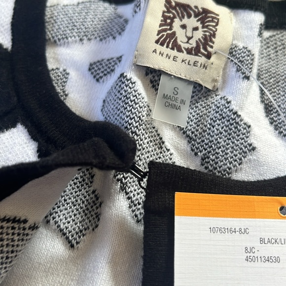 NWT ANNE KLEIN sweater 3/4 sleeve sz sm. Black/white - Picture 3 of 3